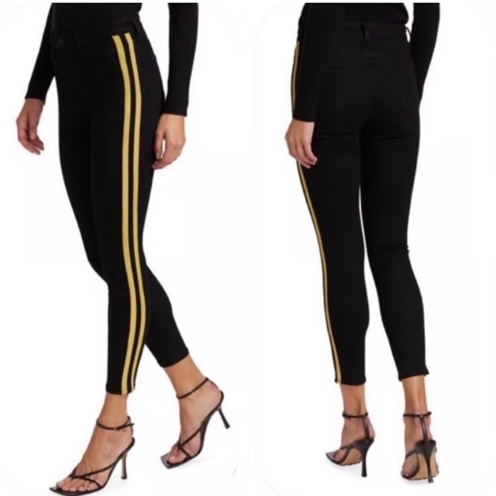 L'AGENCE Black Jeans with Gold Stripes